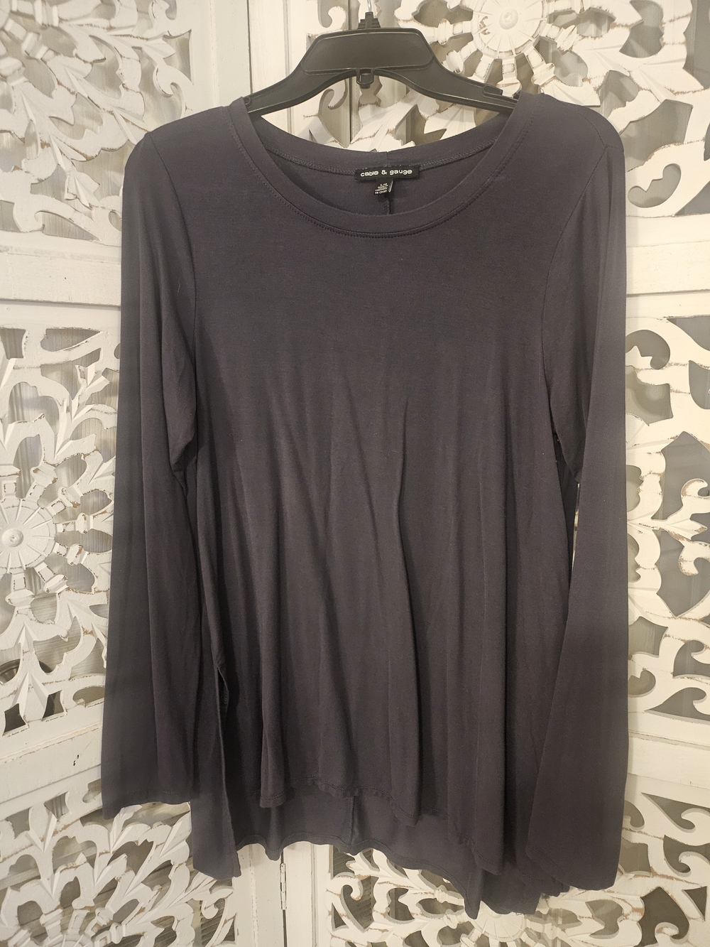 Eileen Fisher Long Sleeve Crewneck Top - Charcoal